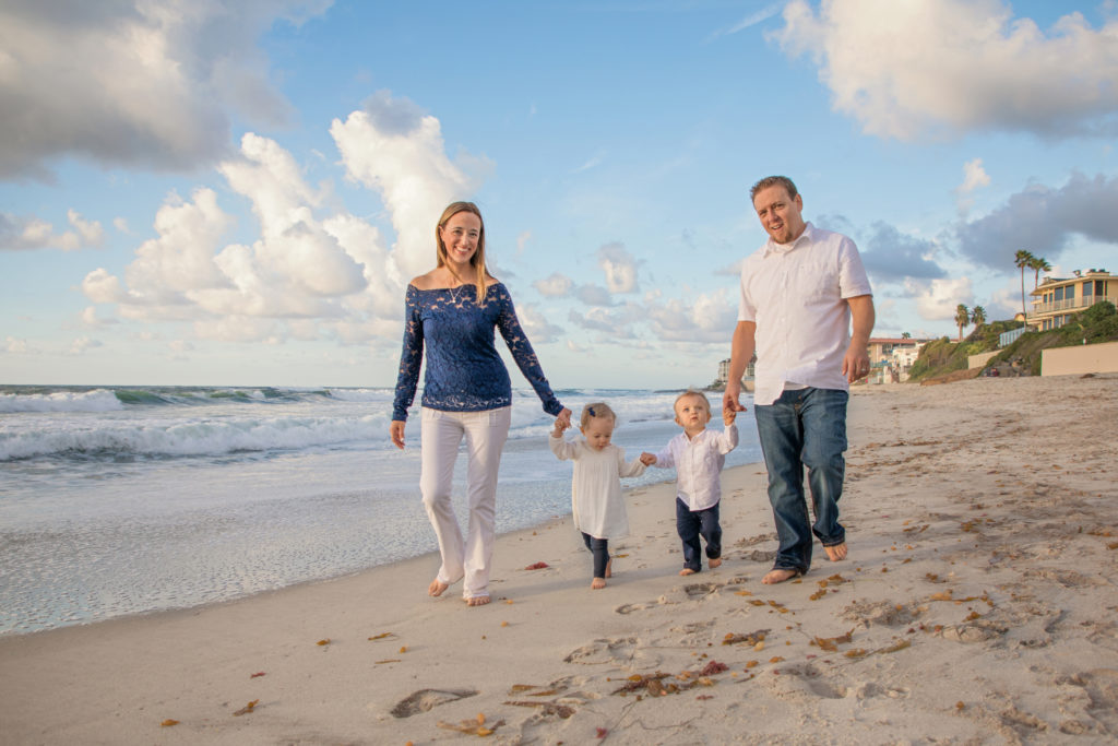 Family along the beach at Windandsea