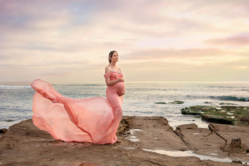 Maternity photo shoot at sunset in La Jolla